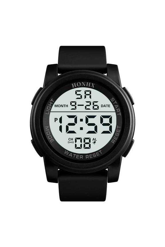 LED Watch, Cetaka 50mm Large Dial Sport Watch, Multifunction Digital Electronic Watch with Stopwatch Alarm Luminous Display, White