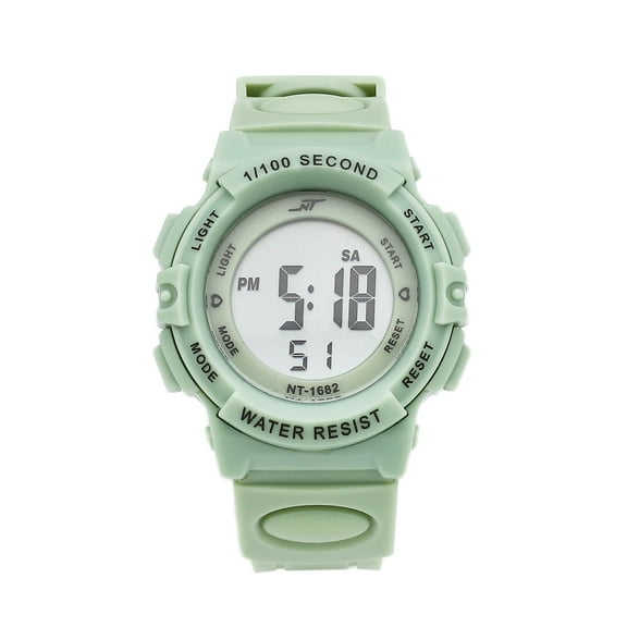 LED Watch Sports Watch Luminous Water Resistant Multifunction Watch with Day Display Stopwatch Alarm Green