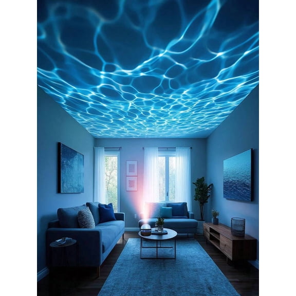 LED Water Ripple Projection Lamp, Remote Control USB Aurora Starry Sky Light for Romantic Bedroom Atmosphere, Holiday Decor Gift