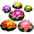 thumbnail image 1 of LED Waterproof Floating Lotus Light, Battery Operated Color-Changing Lily Flower Light, Flower Night Lamp, Pool Garden Fish Tank Wedding Decor(Pack of 6), 1 of 6