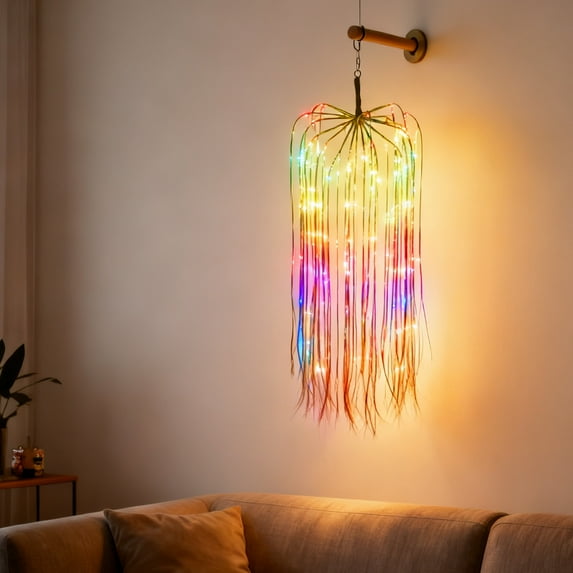 LED Weeping Willow Vine Lights, 40-Inch Hanging Fairy Garland with Multicolor Glow, Romantic Waterfall Branch Lights for Valentine's Day, Christmas, and Bedroom Wall Decor