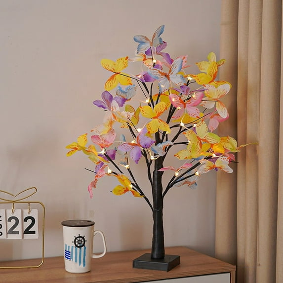 LED White Birch Colorful Butterflys Tree Lights Christmas Shaped Lights Decorative Ornaments Lights
