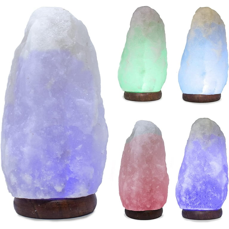 LED White-Color Changing Pure Himalayan Salt Lamp 7 Inches Tall