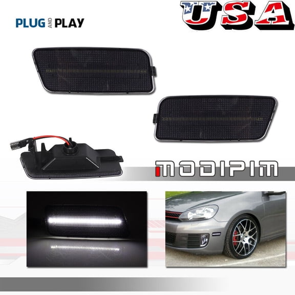 LED White Front Side Marker Signal Lights for 2010-14 VW MK6 Golf/GTI-