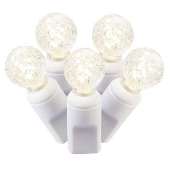 LED White Wire G12 End Connecting 25 ft. Long Light Set with Warm White Lights