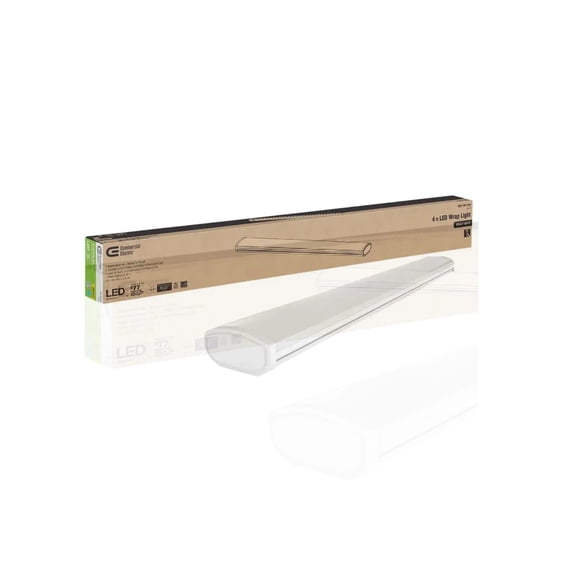 LED White Wraparound Ceiling Light, Low Profile 4 ft. 3600 Lumens, Direct Wire 4000K Bright White