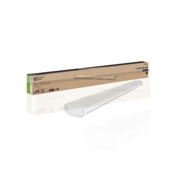 LED White Wraparound Ceiling Light, Low Profile 4 ft. 3600 Lumens, Direct Wire 4000K Bright White