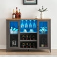 thumbnail image 1 of LED Wine Bar Cabinet, 47.2"W Home Coffee Cabinet with Wine and Glass Rack, Kitchen Buffet Sideboard with Storage, Liquor Cabinet for Bar, Dining Room, Kitchen, 1 of 9