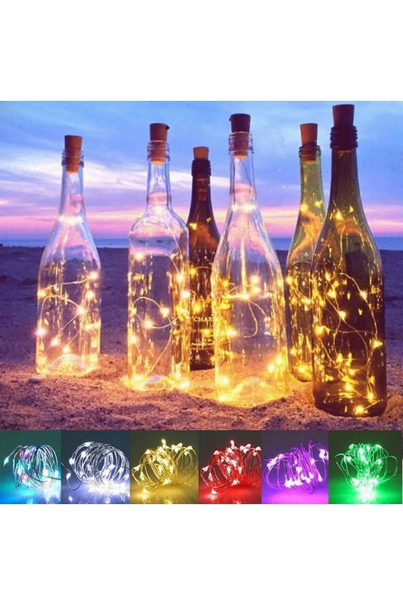 LED Wine Bottle Lights with Cork, Solar Powered 6.5ft Copper Wire Cork Lights Fairy Mini String Lights For Liquor Bottles Crafts Party Wedding Halloween Christmas Decor