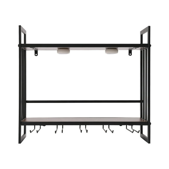 LED Wine Rack Wall Mounted W/5 Stem Glass Holders for Wine Glasses Bottle Rack