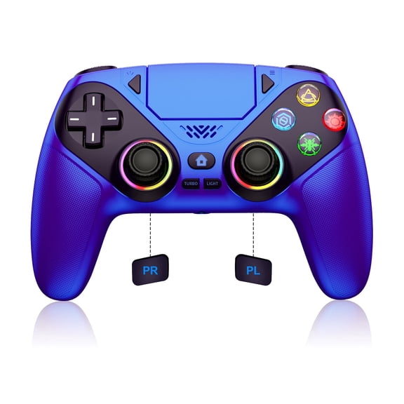 LED Wireless Controller for P5, Compatible with P5 Pro/Slim/PC, Dual Vibration, Macro/Turbo Function, 3.5mm Audio Jack, 6-Axis Motion Controller Gamepad with Speaker&RGBChroma Indigo)