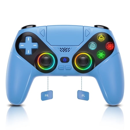 LED Wireless Controller for P5, Compatible with P5 Pro/Slim/PC, Dual Vibration, Macro/Turbo Function, 3.5mm Audio Jack, 6-Axis Motion Controller Gamepad with Speaker