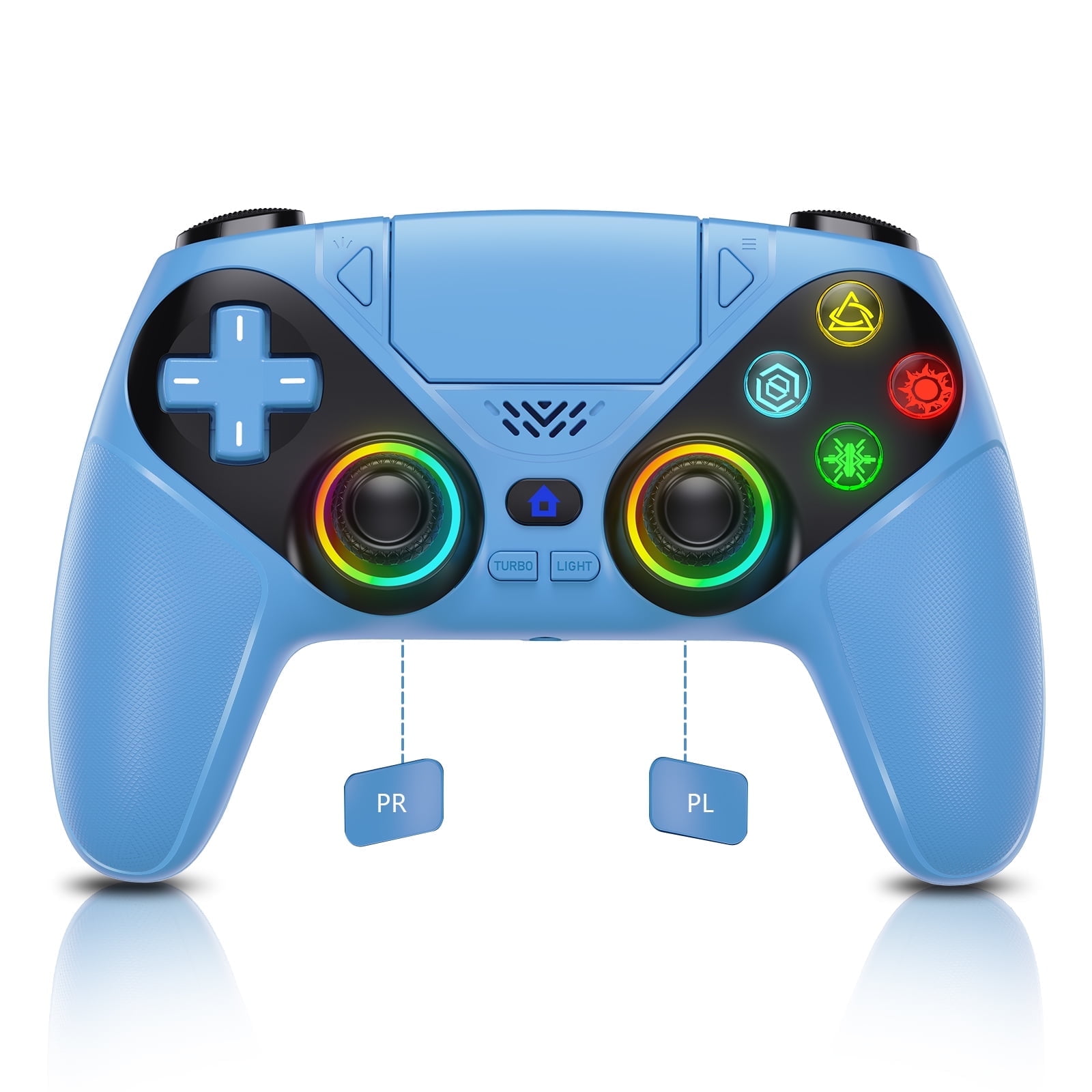 LED Wireless Controller for P5, Compatible with P5 Pro/Slim/PC, Dual Vibration, Macro/Turbo Function, 3.5mm Audio Jack, 6-Axis Motion Controller Gamepad with Speaker