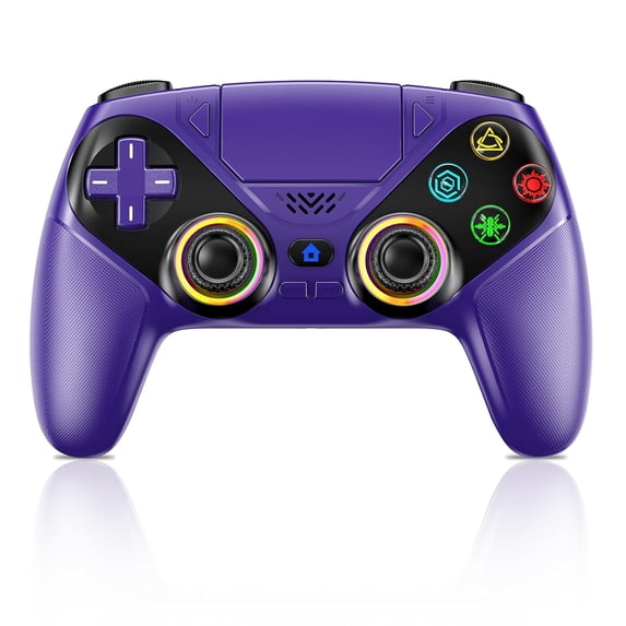LED Wireless Controller for P5 PC, Bluetooth Controller with Turbo, Macro, Dynamic Vibration, 6-Axis Motion Control, 3.5mm Audio Jack, 1000mAh Battery, Speaker - Blue