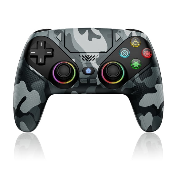 LED Wireless Controller for P5 PC, Bluetooth Controller with Turbo, Macro, Dynamic Vibration, 6-Axis Motion Control, 3.5mm Audio Jack, 1000mAh Battery, Speaker-White