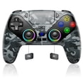 thumbnail image 1 of LED Wireless Controller for P5 PC, Bluetooth Controller with Turbo, Macro, Dynamic Vibration, 6-Axis Motion Control, 3.5mm Audio Jack, 1000mAh Battery, Speaker-White, 1 of 10