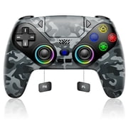 LED Wireless Controller for P5 PC, Bluetooth Controller with Turbo, Macro, Dynamic Vibration, 6-Axis Motion Control, 3.5mm Audio Jack, 1000mAh Battery, Speaker-White