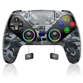 LED Wireless Controller for P5 PC, Bluetooth Controller with Turbo, Macro, Dynamic Vibration, 6-Axis Motion Control, 3.5mm Audio Jack, 1000mAh Battery, Speaker-White