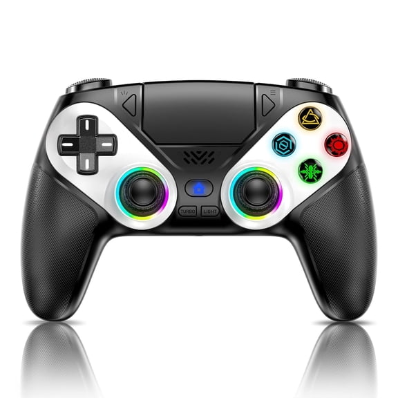 LED Wireless Controller for PS5, Compatible with PS5 Pro/Slim/PC, Dual Vibration, Macro/Turbo, 3.5mm Audio Jack, 6-Axis Motion with Speaker