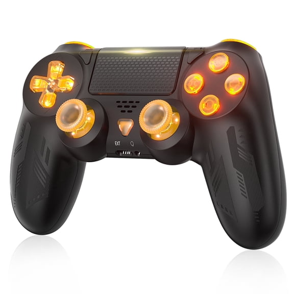 LED Wireless Controller for P4,Gaming Controller for P4/PC/Steam/Phone with Turbo/Dual Vibration/6-Axis Motion Sensor/ Touch Pad