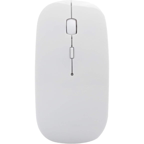 LED Wireless Mouse, 2.4GHz Wireless Mouse Adjustable  USB Charging Anti Fingerprint Silent Computer Mouse Untra Thin Ergonomic Mouse for Laptop (White)