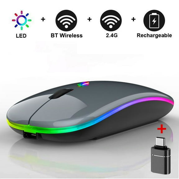 LED Wireless Mouse Bluetooth-compatible 2.4GHz Slim Rechargeable Silent Mice RGB Ergonomic Gaming mouse for Computer Laptop PC