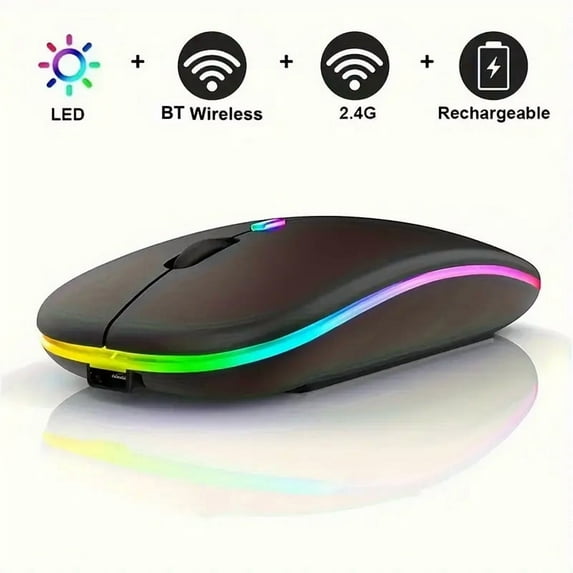 LED Wireless Mouse Bluetooth-compatible 2.4GHz Slim Rechargeable Silent Mice RGB Ergonomic Gaming mouse for Computer Laptop PC