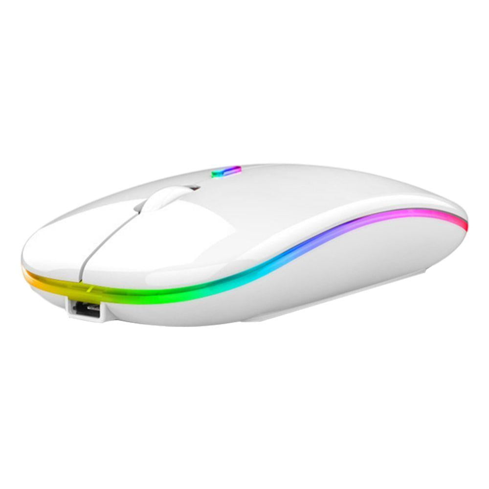 LED Wireless Mouse, Rechargeable Silent RGB Light Up Computer Mouse with USB Receiver, 2.4G Slim