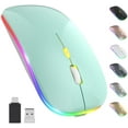thumbnail image 1 of LED Wireless Mouse, Rechargeable Slim Silent Mouse 2.4G Portable Mobile Optical Office Mouse with USB & Type-c Receiver, 3 Adjustable DPI for Notebook, PC, Laptop, Computer, Desktop (Mint Green), 1 of 7