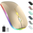 thumbnail image 1 of LED Wireless Mouse, Rechargeable Slim Silent Mouse 2.4G Portable Mobile Optical Office Mouse with USB & Type-c Receiver, 3 Adjustable DPI for Notebook, PC, Laptop, Computer, Desktop (Gold), 1 of 7