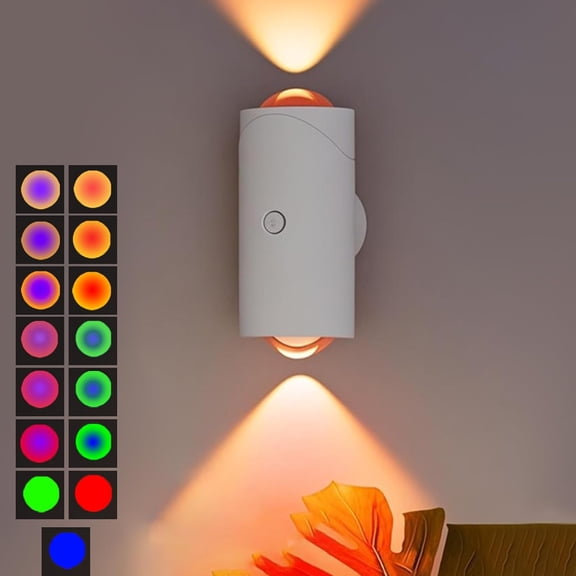 LED Wireless Wall Sconce with 7 Colors Changing, Motion Sensor Light Indoor, 1500mAh Recharable Battery Operated Wall Sconces for Bedroom Bedside Hallway Courtyard Doorway (White)