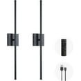 thumbnail image 1 of LED Wireless Wall Sconce with Remote Control (Set of Two), USB Rechargeable Battery Powered Indoor Wall Lamps, Dimmable, 360° Rotate,Timing, 28.3 inch Black Wall Lights for Hallway/Living Room/Bedroom, 1 of 9