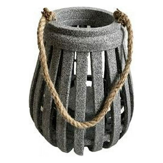 LED Wood Hanging Lantern, Gray - Pack of 2