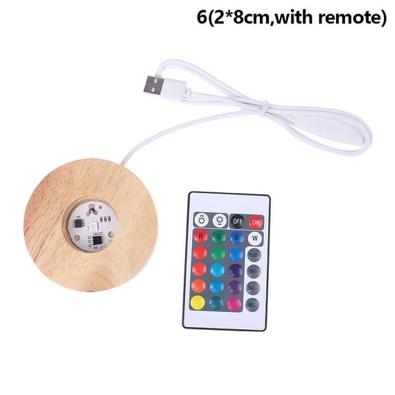 LED Wood Lamp Base LED Light Base Lamp Holder Art Ornament Home Decoration Display Stand with Remote Control USB