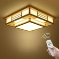 thumbnail image 1 of LED Wood Square Tatami Ceiling Light Fixture Chinese Japanese Grid Lamp w/Remote Pendant Light Fixture Wood Square Japanese Hanging Ceiling Lamp Tatami w/Remote, 1 of 10