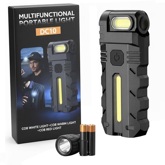 LED Work Light 1pc Black, 180 Rotating Head Magnetic Base USB C Rechargeable Foldable Inspection Lamp for Garage Repair