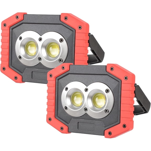 LED Work Light 2-Pack, 30W 1500LM Portable Rechargeable Flood Lights with Magnetic Base, 4200mAh Battery for Outdoor, Camping, Hiking, Emergency, Car Repairing, Job Site Lighting