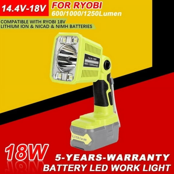 LED Work Light For RYOBI 18V 12W 1250LM Flashlight Spotlight Lamp Emergency Lamp