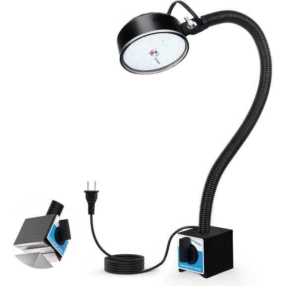 LED Work Light with  Base, 20W 2000LM Gooseneck Work Light, Flexible Adjustable Machine Light for Garage Workshop Mechanic, Industrial Task Lighting