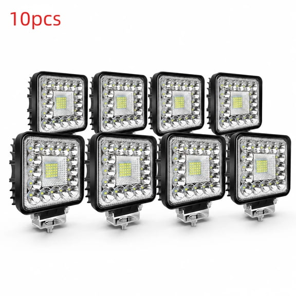 LED Work Lights 120W 10000LM, 4'' Off Road Pod Lights 12V 24V for Tractor, Service Tow Truck, ATV UTV, RV, RZR, Pickup, Golf Cart, Boat, Zero Turn Mower, 10PCS