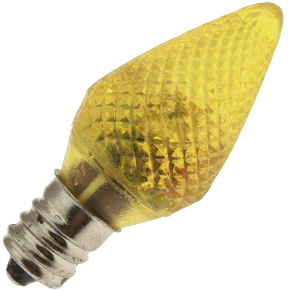 LED-YELLOW-C7-FACETED-120-130V LED Light Bulb, E12 Base, (25 Pack)