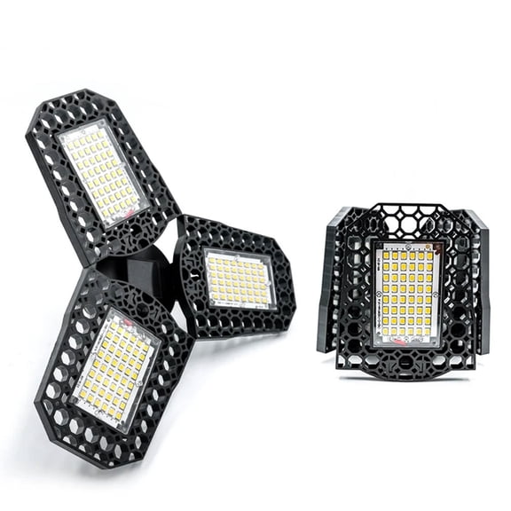 LED garage lamp folding three -leaf light high -gloss work lamp deformation lighting lighting angle workshop bulb 110V E27 60W Warm White