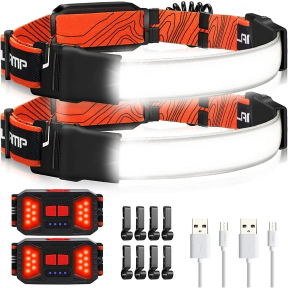 LED headlamp flashlight, 1000lm 230 ° wide-beam USB rechargeable head light with taillight (individual control) & 8 clips waterproof headlight headlamps for running and camping3 pack