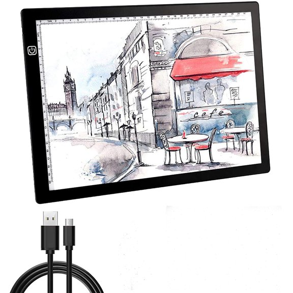 LED lamp stand with USB cable, continuously dimmable brightness, 4mm ultra-thin drawing board, A4 lamp stand, can be used for sketching, copying and drawing