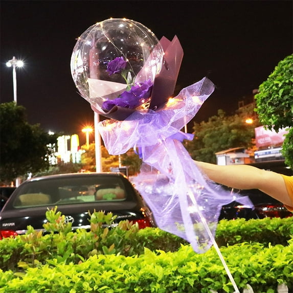 LED luminous balloon rose bouquet transparent wave ball rose