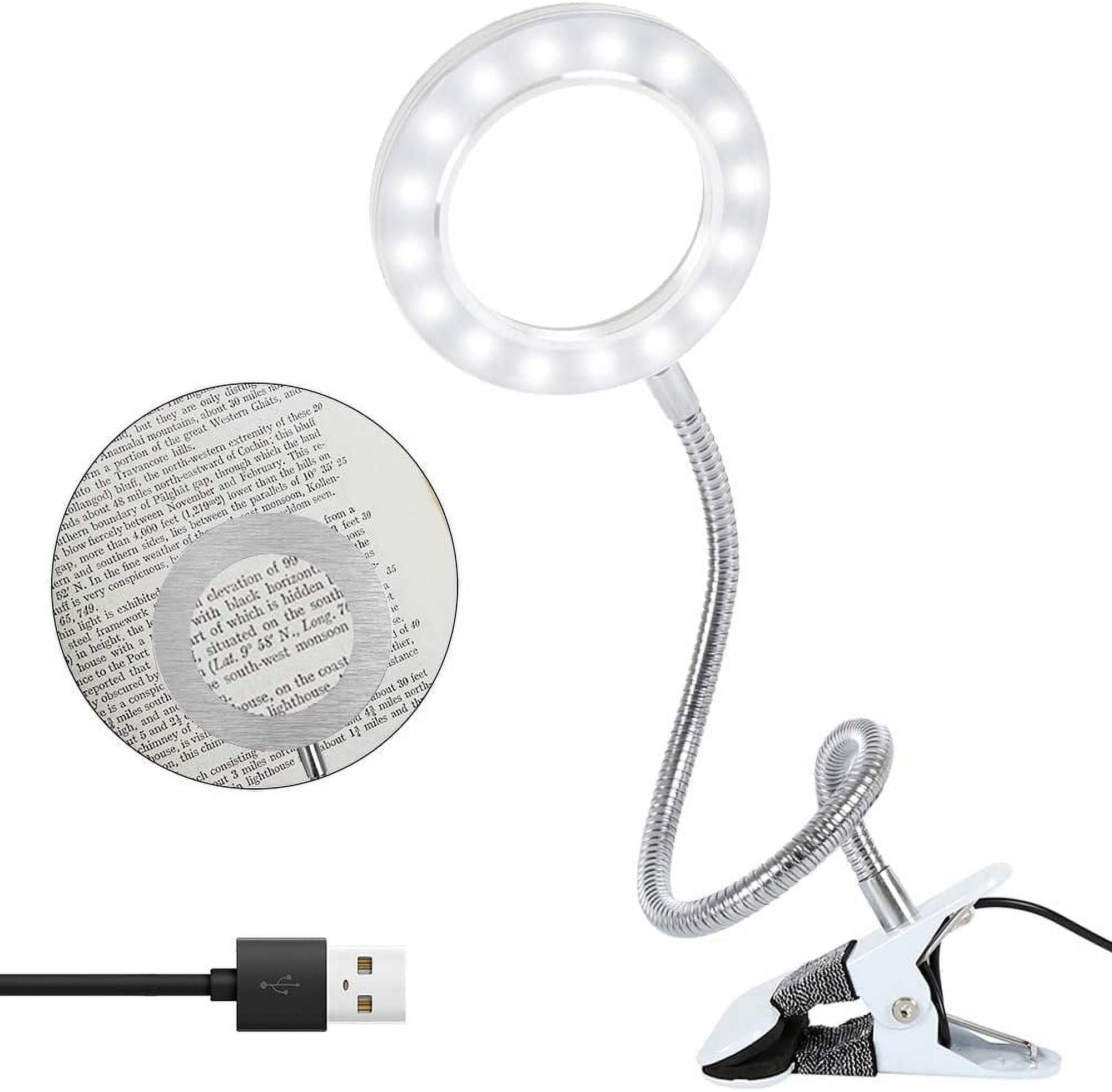 LED magnifying lamp daylight magnifying lamp table magnifier with clamp USB table clamp magnifying lamp magnifying glass with LED for manual work, reading, work, sewing, hobbies, poor eyesight,F111790