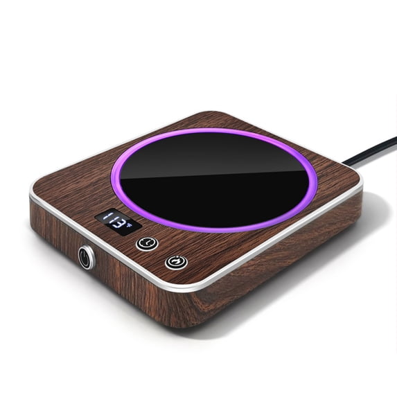 BN-LINK Coffee Mug Warmer with Light, Electric Cup Warmer for Desk with 3 Temperature Settings, Auto Shut Off, Beverage Warmer for Heating Coffee, Milk, Tea and Hot Chocolate(Wood Color)