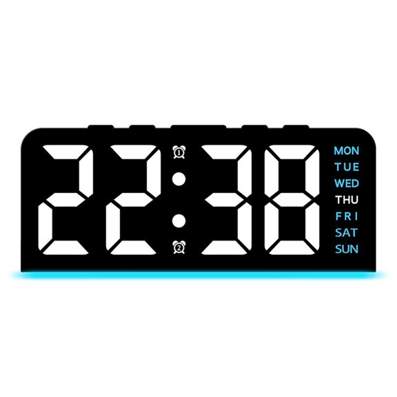 LED multi-functional digital clock with three adjustable brightness levels, mood light temperature display, digital alarm clock