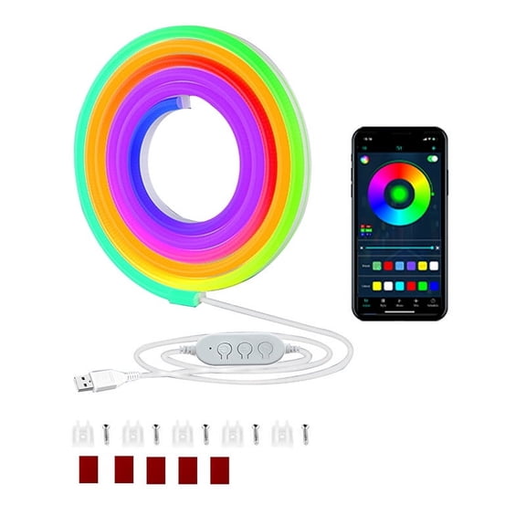 LED neon Lights Strip,DC 24V 3.29ft RGB LED neon Light Strip APP Remote Controls Control Flexible Waterproof Neon LED Strip Lights for Bedroom,Playroom,Outdoors Decor