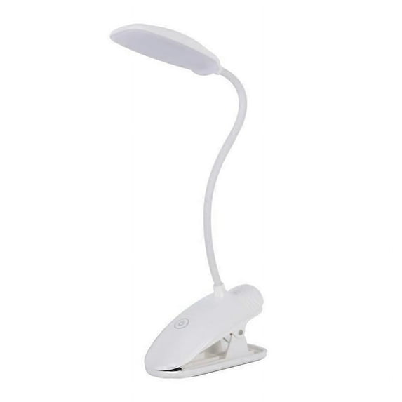 LED reading lamp - Rechargeable clip-on table lamp with USB cable, white